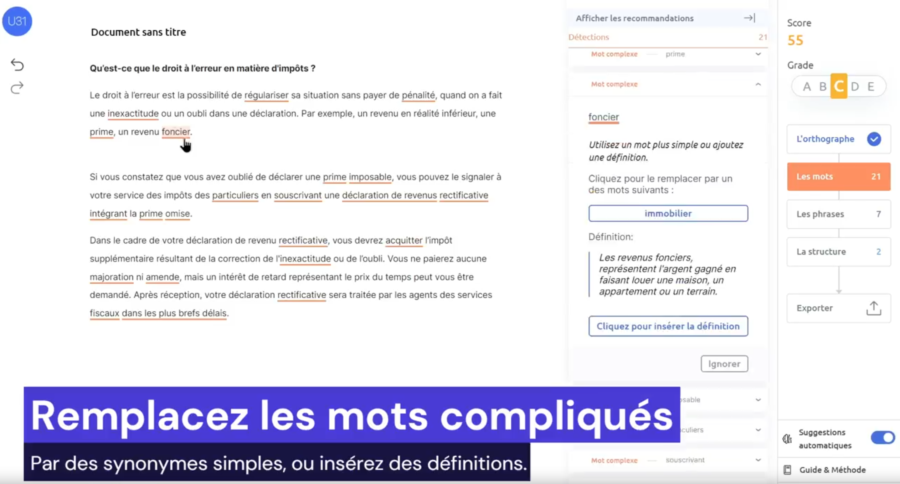 Simplification automatique de texte